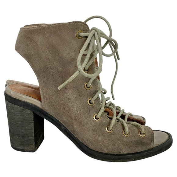 Jeffrey Campbell For Free People Cors Lace Up Suede Booties Heels Shoes Size 8 - Picture 2 of 16